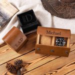 Personalised Portable Monogram Leather Watch Roll Travel Case with 1-3 Slots Wedding Father's Day Gift for Men Groomsmen