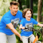 T-shirt 100% Coton Personnalisé avec Noms Personnages Père et Enfant Moto Casque Cadeau Fête des Pères pour Homme Enfant Famille