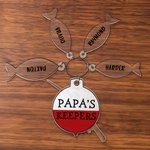 Personalized Papa's Keeper Fishing Rod Acrylic Keychain with 1-4 Fishes and Names Birthday Father's Day Gift for Dad Grandpa Fishing Lovers