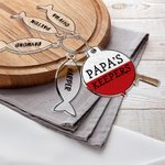 Personalized Papa's Keeper Fishing Rod Acrylic Keychain with 1-4 Fishes and Names Birthday Father's Day Gift for Dad Grandpa Fishing Lovers