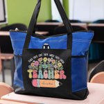 Personalised Teach Them Love Them Watch Them Grow Canvas Tote Bag with Name and Wildflower Pencil Design Teacher's Day Appreciation Gift for Teacher