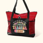 Personalised Teach Them Love Them Watch Them Grow Canvas Tote Bag with Name and Wildflower Pencil Design Teacher's Day Appreciation Gift for Teacher
