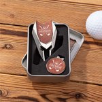 Gepersonaliseerde Roestvrij staal Monogram Magnetische Divot Repair Tool Ball Marker Set Hat Clip met geval Vaderdag Verjaardagscadeau voor Golf Lover