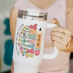 Personalisierte Wildflower Bleistift 40oz Becher mit Namen Teach Them Love Them Watch Them Grow zurück zu Schule Wertschätzung Geschenk für Lehrer