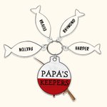 Personalized Papa's Keeper Fishing Rod Acrylic Keychain with 1-4 Fishes and Names Birthday Father's Day Gift for Dad Grandpa Fishing Lovers