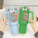 Personalisierte Wildflower Bleistift 40oz Becher mit Namen Teach Them Love Them Watch Them Grow zurück zu Schule Wertschätzung Geschenk für Lehrer