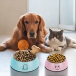 Personalised Double Detachable Pet Bowl with Dog Cat Ear Outline Name Birthday Gift for Pet Lover