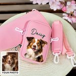 Personalized Pet Photo Oil Painting Water Bottle Carrier Bag for 40oz Stanley Tumbler with Name and Pouch Birthday Gift for Pet Lover