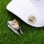 Gepersonaliseerde Roestvrij staal Monogram Magnetische Divot Repair Tool Ball Marker Set Hat Clip met geval Vaderdag Verjaardagscadeau voor Golf Lover
