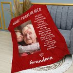 Personalisierte Multicolor Umarmungen vom Himmel weiche Fotodecke mit Namen Sympathie Gedenkgeschenk für den Verlust eines geliebten Menschen