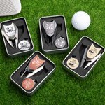 Gepersonaliseerde Roestvrij staal Monogram Magnetische Divot Repair Tool Ball Marker Set Hat Clip met geval Vaderdag Verjaardagscadeau voor Golf Lover