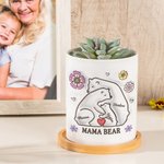 Personalised 3D-effect Bear Hug Plant Pot with 2-9 Names and Bamboo Base Father's Day Mother's Day Gift for Family