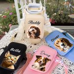 Personalized Pet Photo Oil Painting Water Bottle Carrier Bag for 40oz Stanley Tumbler with Name and Pouch Birthday Gift for Pet Lover