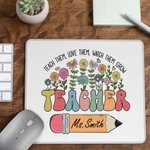Tappetino per mouse personalizzato con matita per fiori selvatici con nome Regalo di apprezzamento per l'insegnante per il ritorno a scuola