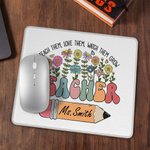 Tappetino per mouse personalizzato con matita per fiori selvatici con nome Regalo di apprezzamento per l'insegnante per il ritorno a scuola