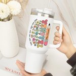 Personalisierte Wildflower Bleistift 40oz Becher mit Namen Teach Them Love Them Watch Them Grow zurück zu Schule Wertschätzung Geschenk für Lehrer