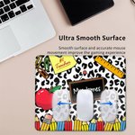 Tapis de Souris Anti-dérapant Personnalisé avec Nom Motif Crayon Léopard Pomme Cadeau de Rentrée Gratitude pour Enseignant