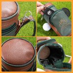 Personalisierte PU Leder graviert Monogramm Golf Tasche mit Zigarrenschneider Befeuchter Set Vatertag Hochzeit Geschenk für Golfliebhaber