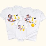 Personalised First Trip Around the Sun Matching Shirt Baby Onesie with Baby's Photo and Name Birthday Baby Shower Gift for New Baby Parents