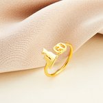 Anello commemorativo personalizzato con sagoma iniziale di animale domestico Regalo per l'amante dell'animale domestico