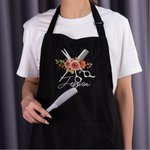 Personalisierte Blume Haarschnitt Werkzeug Design wasserdicht Salon Schürze mit Namen und 2 Taschen Graduierung Geburtstag Geschenk für Friseur