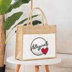 Personalized Large Capacity Basketball Football Golf Cheer Megaphone Jute Tote Bag with Name and Number Birthday Game Day Sport Gift for Her