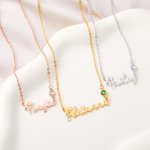 Personalised Western Cowboy Style Birthstone Necklace with Name Anniversary Birthday Gift for Her