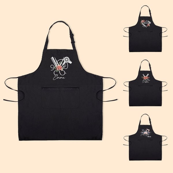 Embroidered Flower HairCut Tool Salon Apron
