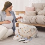 Personalised Soft Embroidery Cute Rabbit Bear Large Capacity Multiple Compartments Cotton Baby Hospital Bag with Text Pregnancy Gift for Her