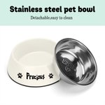 Bol de Chats Chiens Personnalisé avec Nom Motif 2 en 1 Anti-dérapage Bol en Acier Inoxydable de Qualité Alimentaire Cadeau pour Amoureux des Animaux