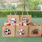 Personalized Large Capacity Basketball Football Golf Cheer Megaphone Jute Tote Bag with Name and Number Birthday Game Day Sport Gift for Her