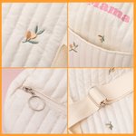 Personalised Soft Embroidery Cute Rabbit Bear Large Capacity Multiple Compartments Cotton Baby Hospital Bag with Text Pregnancy Gift for Her