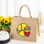 Personalized Large Capacity Basketball Football Golf Cheer Megaphone Jute Tote Bag with Name and Number Birthday Game Day Sport Gift for Her