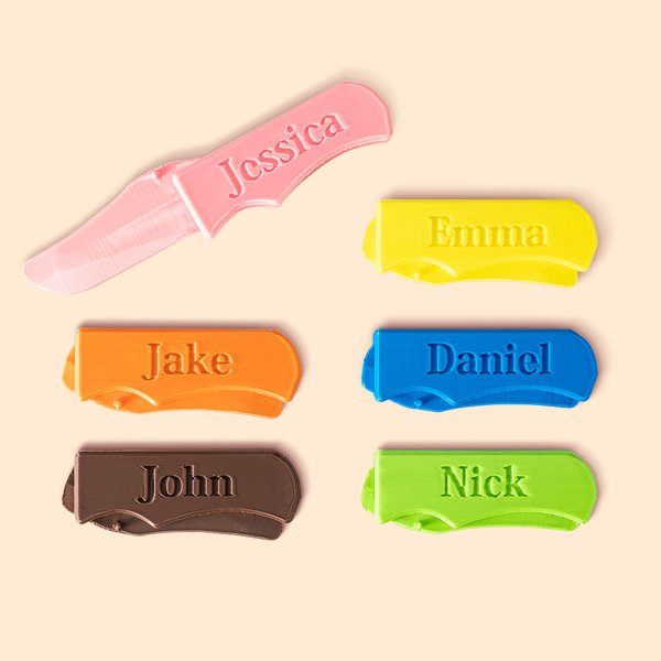 Couteau Plié pour Enfant Personnalisé avec Nom Jouet Anti-stress Fidget Imprimé en 3D Multicolore Cadeau d'Anniversaire pour Garçon Fille