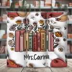 Personalisierte 3D-Effekt Blume Buch 20oz Skinny Becher mit Namen Deckel und Strohhalm Geburtstag Lehrers Tag Geschenk für Lehrer Buchliebhaber