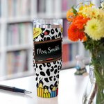 Personalized Teaching Tools Pattern Leopard Print 40oz Tumbler with Straw and Name Appreciation Teacher's Day Gift for Teacher
