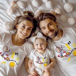 Personalised First Trip Around the Sun Matching Shirt Baby Onesie with Baby's Photo and Name Birthday Baby Shower Gift for New Baby Parents