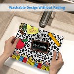 Tapis de Souris Anti-dérapant Personnalisé avec Nom Motif Crayon Léopard Pomme Cadeau de Rentrée Gratitude pour Enseignant