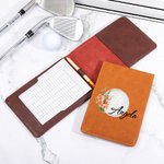 Personalised Multicolor Birth Flower PU Leather Golf Scorecard Holder with Name Birthday Anniversary Gift for Golfer