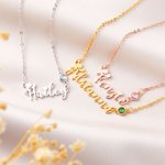 Personalised Western Cowboy Style Birthstone Necklace with Name Anniversary Birthday Gift for Her