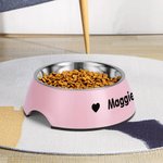 Bol de Chats Chiens Personnalisé avec Nom Motif 2 en 1 Anti-dérapage Bol en Acier Inoxydable de Qualité Alimentaire Cadeau pour Amoureux des Animaux