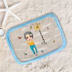 Personalisierte Cartoon Mädchen Kosmetiktasche mit Geburtsblume und Namen Wasserdicht Urlaub Essentials Hochzeit Party Geburtstag Geschenk für sie