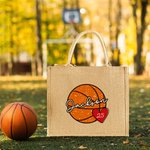 Personalized Large Capacity Basketball Football Golf Cheer Megaphone Jute Tote Bag with Name and Number Birthday Game Day Sport Gift for Her