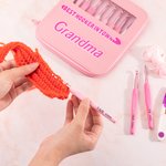 Personalised Pink Ergonomic Name Crochet Hooks 8 Pcs Set with Storage Case for Arthritic Hands Birthday Gift for Crochet Lovers