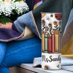 Personalisierte 3D-Effekt Blume Buch 20oz Skinny Becher mit Namen Deckel und Strohhalm Geburtstag Lehrers Tag Geschenk für Lehrer Buchliebhaber