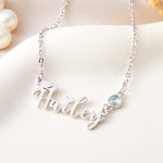 Personalised Western Cowboy Style Birthstone Necklace with Name Anniversary Birthday Gift for Her