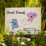 Personalisierte Long Distance Staat zu Staat Karte Leinwand Wandmalerei mit Namen Graduierung Freundschaft Abschiedsgeschenk für Familie Freund