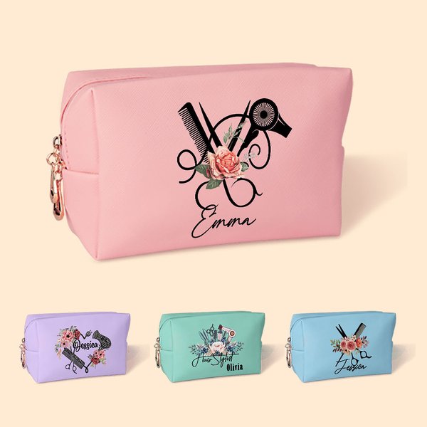 Embroidered PU Leather Floral Hairstylist Bag