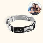 Bracciale da uomo regolabile personalizzato con foto e testo inciso Regalo per la festa del papà per il nonno marito