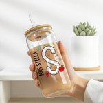 Personalized Cute Graffiti Letter 20oz Glass Tumbler with Name Lid and Straw Teacher's Day Appreciation Gift for Teacher